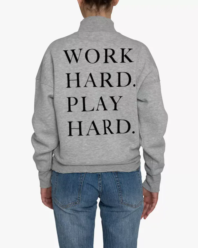 Cardsome Crew Zip Work Hard (Grå)
